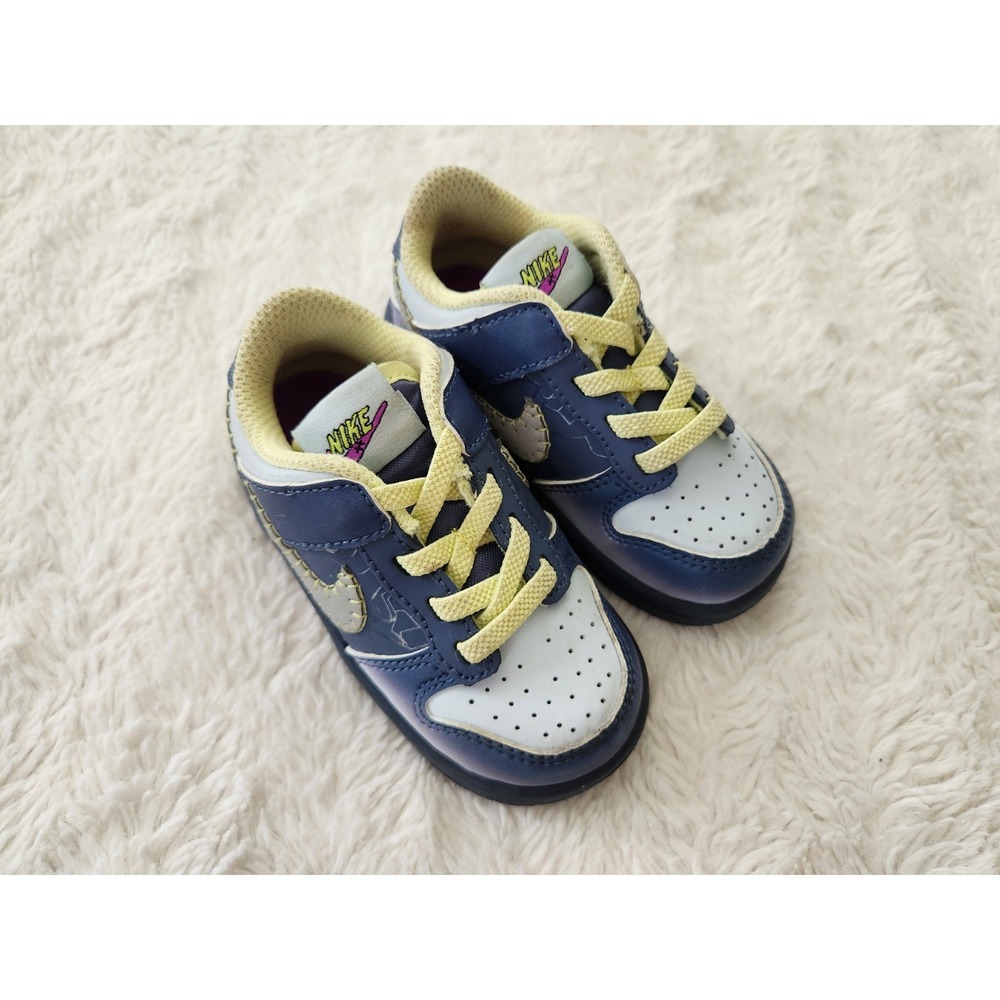 Nike Dunk Low TD Halloween I Am Fearless Blue Yellow Toddler Size 6C FQ8358-491